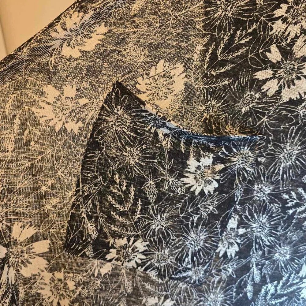LuLaRoe Sarah Cardigan - Black and White Floral Pattern Sheer Fabric